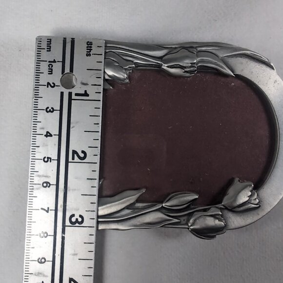 Seagull 1988 Fine Pewter Floral Tulip Picture Frame Small PF91 Silver Flower VTG - Picture 6 of 12